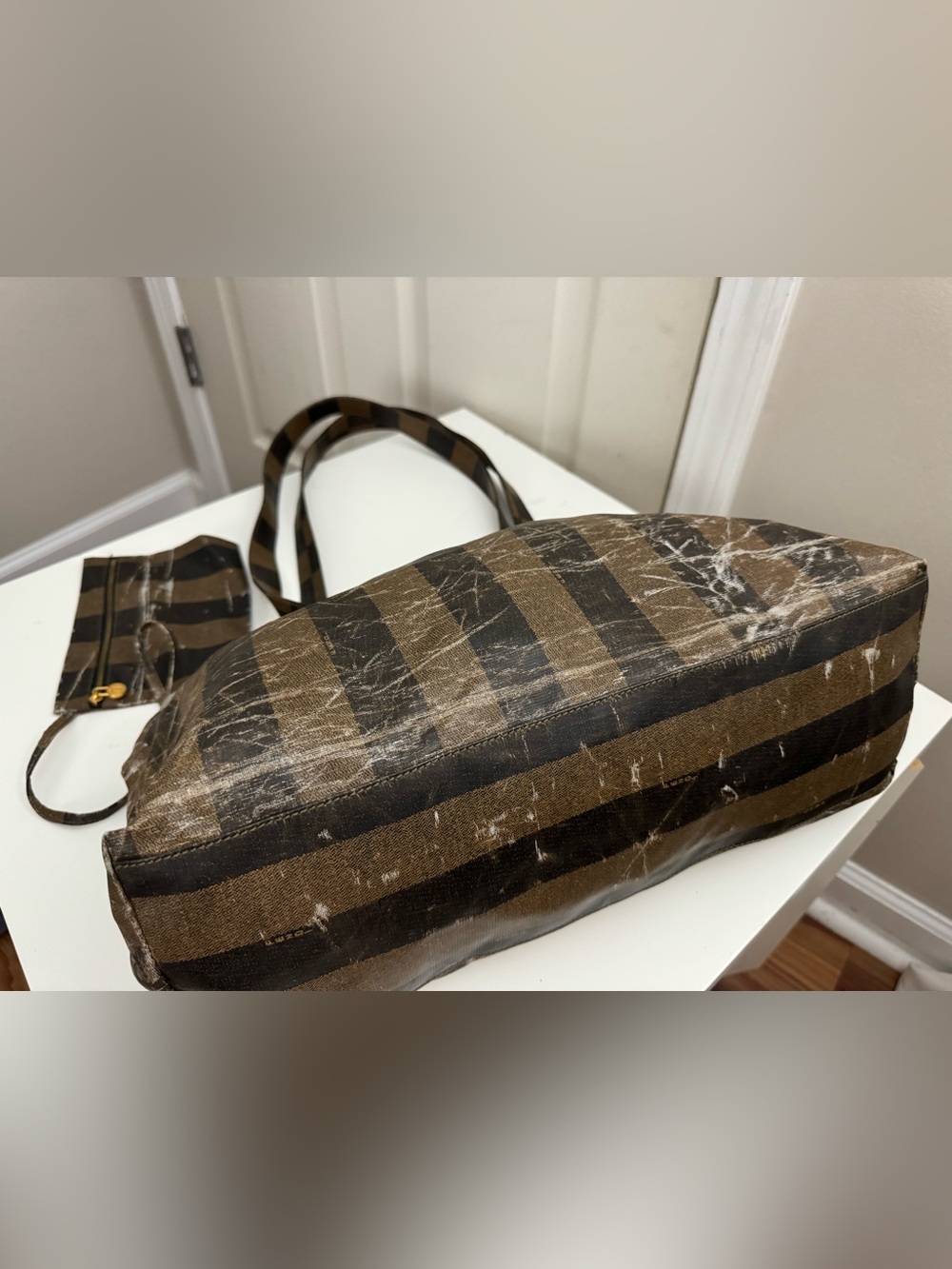 Authentic Vintage Fendi Pequin Tote Bag 43325960059 Made In Italy - Picture 4 of 16